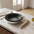 Malice - Set of 2 Frying Pans 20/24 cm - Ceramic Coating & Handle - Light Wood