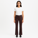 Le Crop Mini Boot Leather Pants - Burdgundy