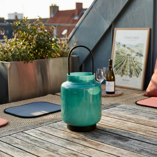 Lanterne En Verre Pour Extérieurs Et Intérieurs H 24 Cm - Vert