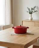 Round Cast Steel Casserole - Red