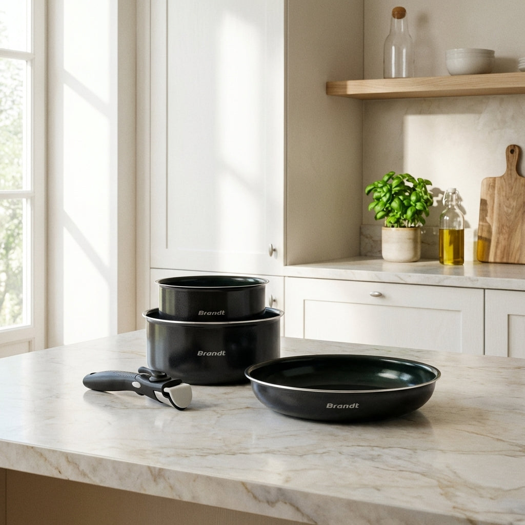 4-Piece Cookware Set - Black Aluminium with Pearl Diamond Coating