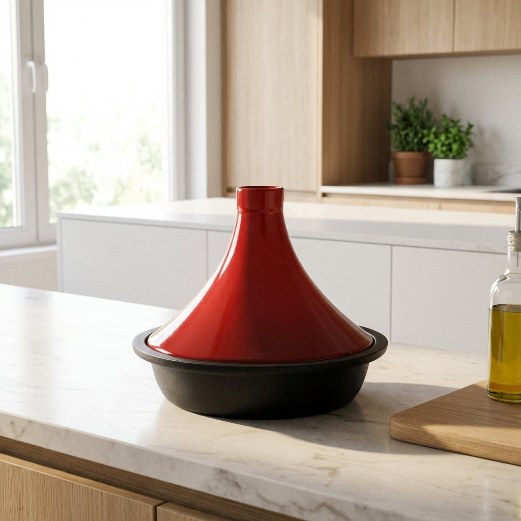 Cast Steel Tajine With Ceramic Lid - Red