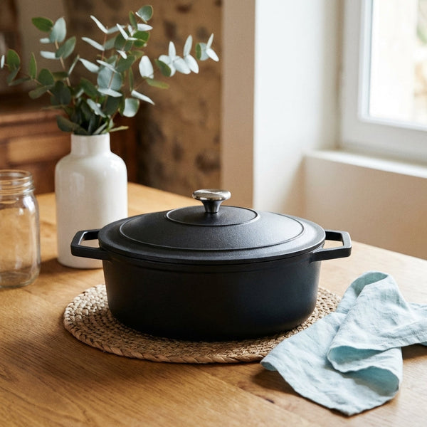 Oval Cast Iron Casserole - Black