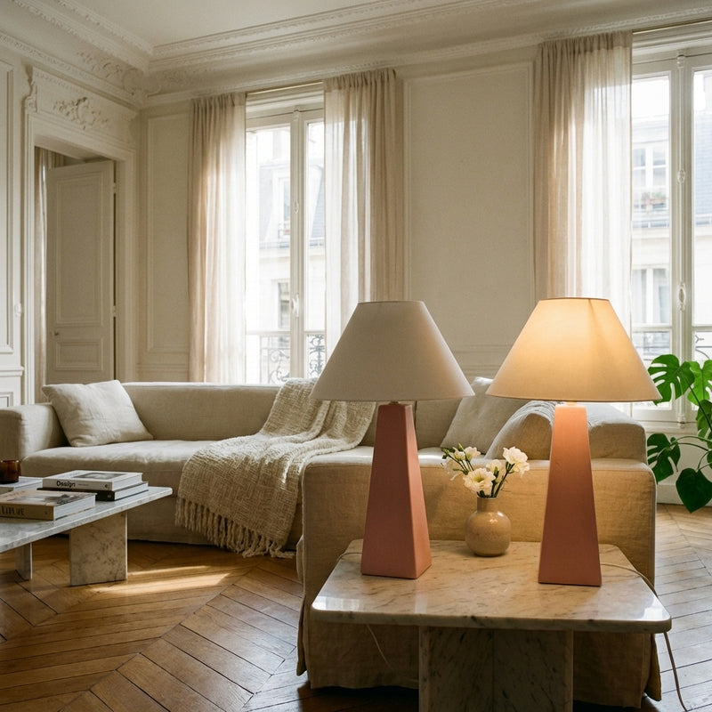 Par de lámparas rosas