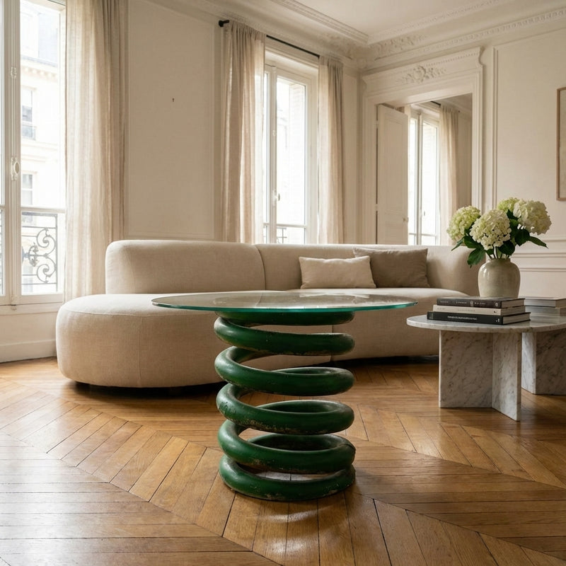 Mesa auxiliar verde de la era espacial