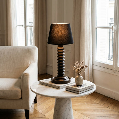 Lámpara de madera torneada al gusto de Charles Dudouyt