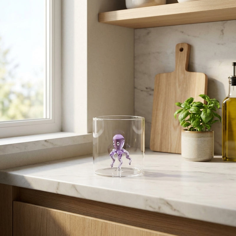 Vaso de vidrio de borosilicato - Figura de pulpo