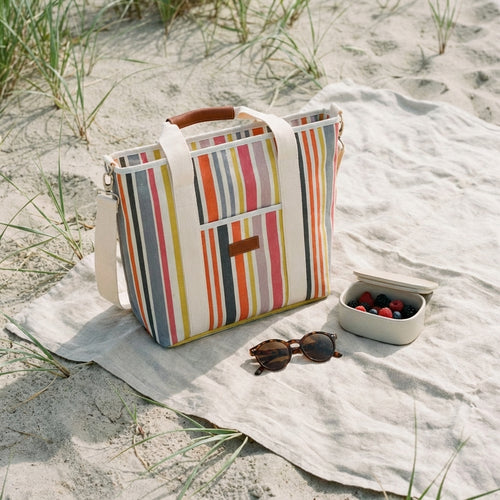 Striped Tote Style Cooler Bag - Multicolor
