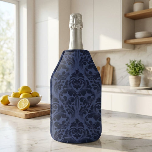 Napa - Set of 2 Blue Damask Soft Bottle Coolers - Textile
