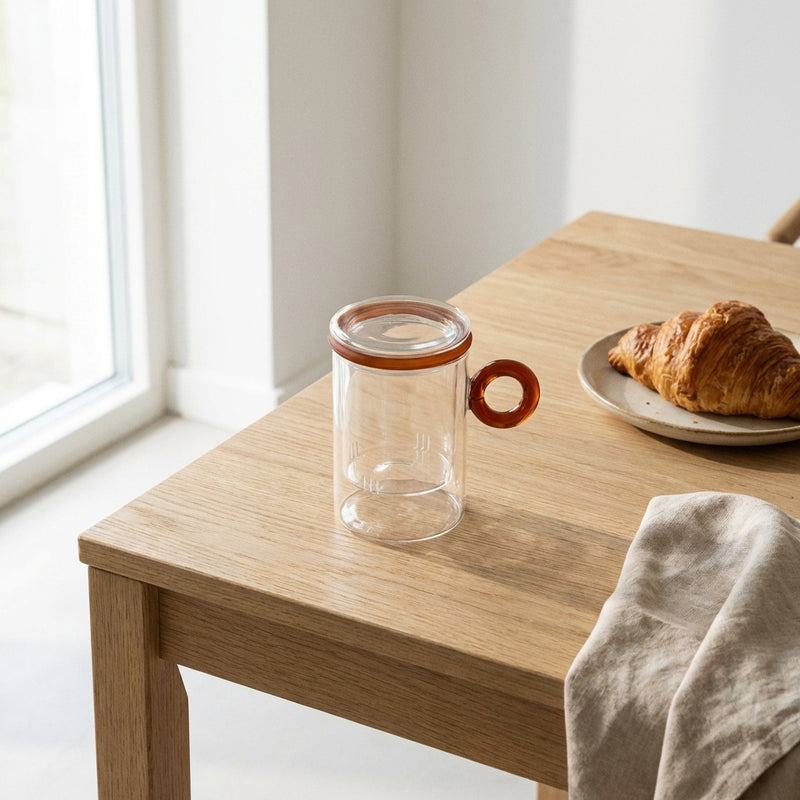Tisanière En Verre Borosilicate Avec Poignée À Anneau - Poignée Ambré