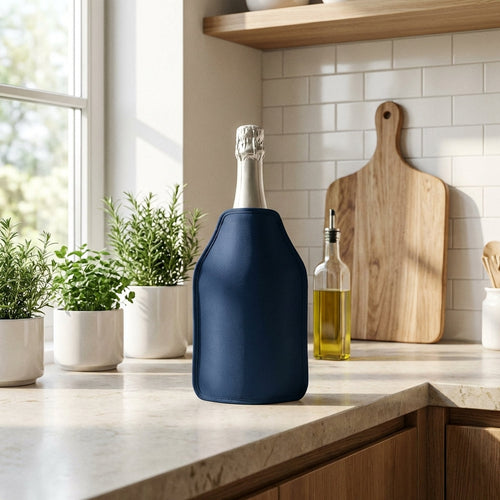 Napa - Set of 2 Soft Bottle Coolers - Midnight Blue - Textile