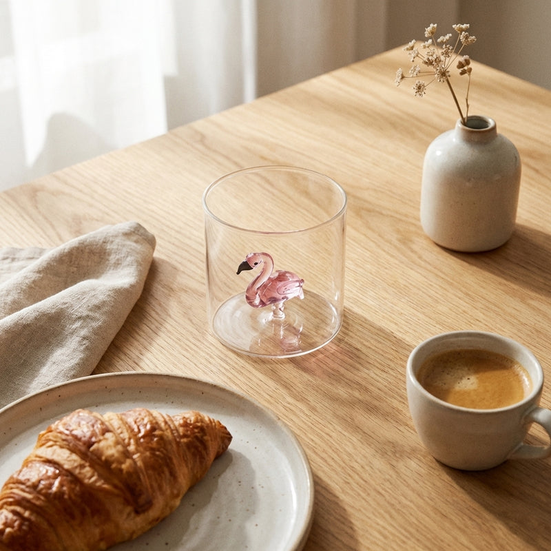 Gobelet En Verre Borosilicate - Figurine Flamant Rose