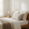 Taie D'Oreiller Satin De Coton - Pied De Poule - Taupe