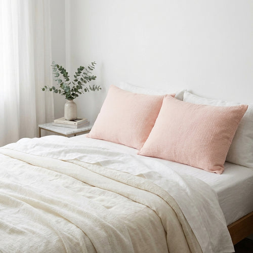Taie D'Oreiller (X2) - Gaze De Coton - Rose - Carla