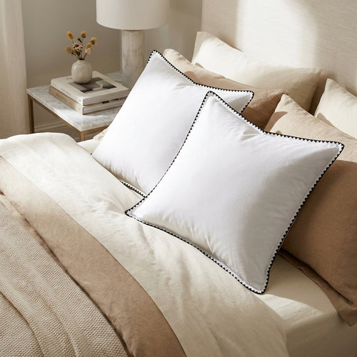 Taie D Oreiller X2 - Percale De Coton - Blanc / Noir - Zoé