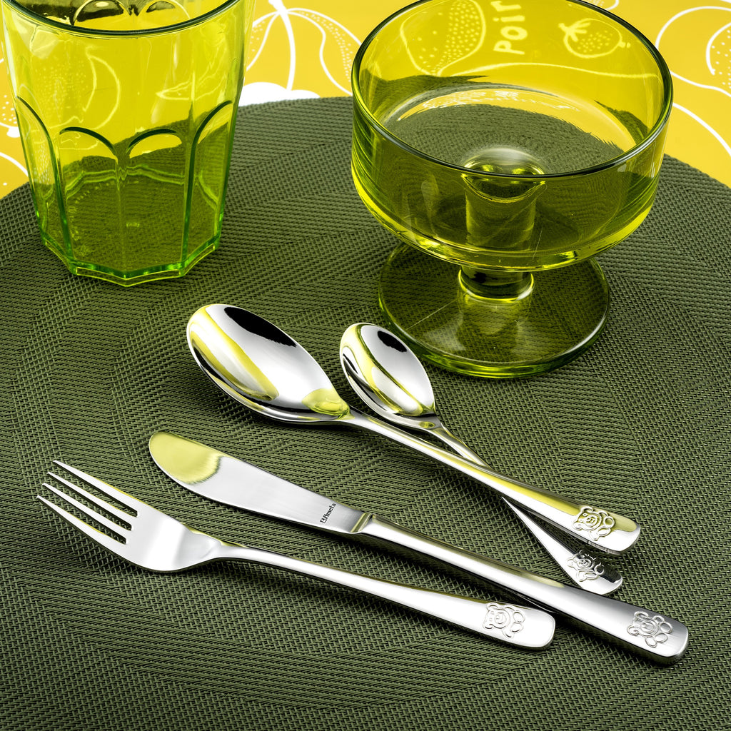 Teddy - Set of 4 Children's Cutlery - Stainless Steel - Stainless steel