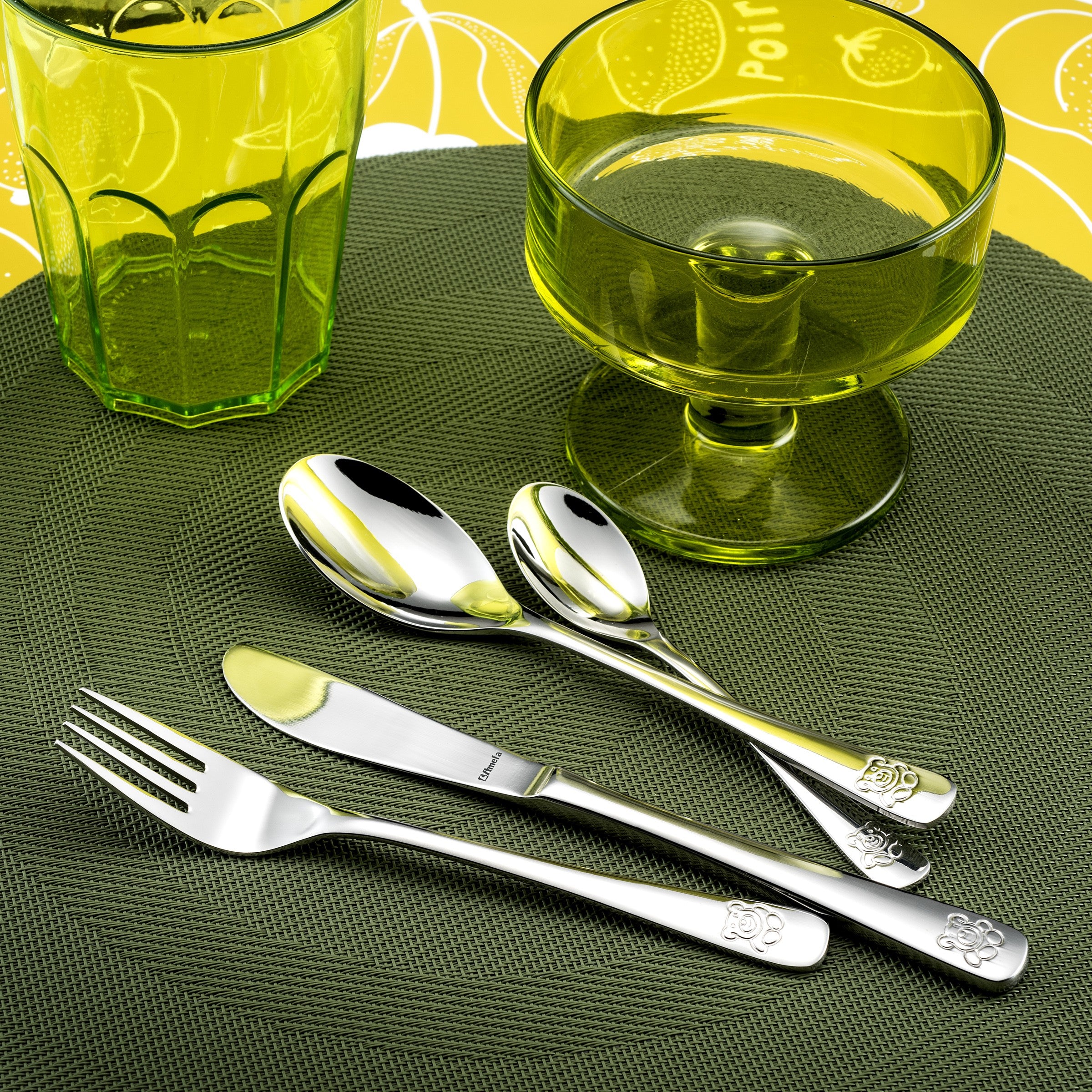 Teddy - Set of 4 Children's Cutlery - Stainless Steel - Stainless steel