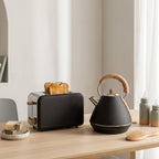 Pack - Petit Grille-Pain Toast Retro + Grande Bouilloire Kettle Retro 1,7L - Noir