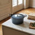 Volcan - Cocotte Ronde Fonte Avec Couvercle - 20cm - Bleu Denim