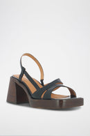 Sandales Bridge Cuir Vieilli - Noir