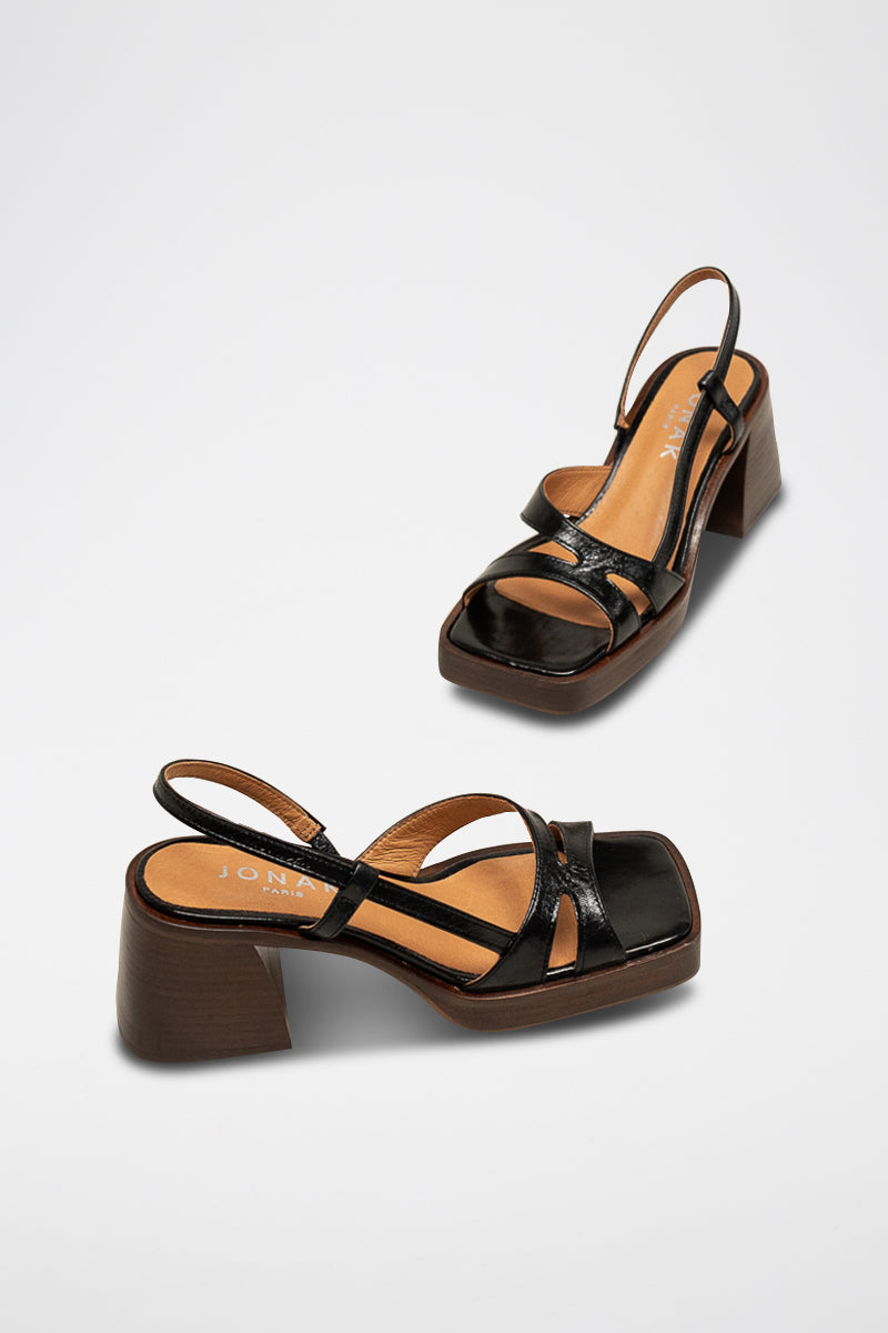 Sandales Bridge Cuir Vieilli - Noir