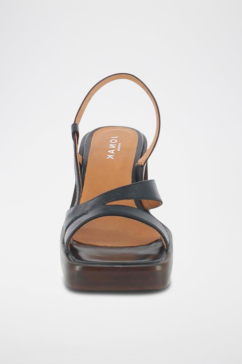 Sandales Bridge Cuir Vieilli - Noir