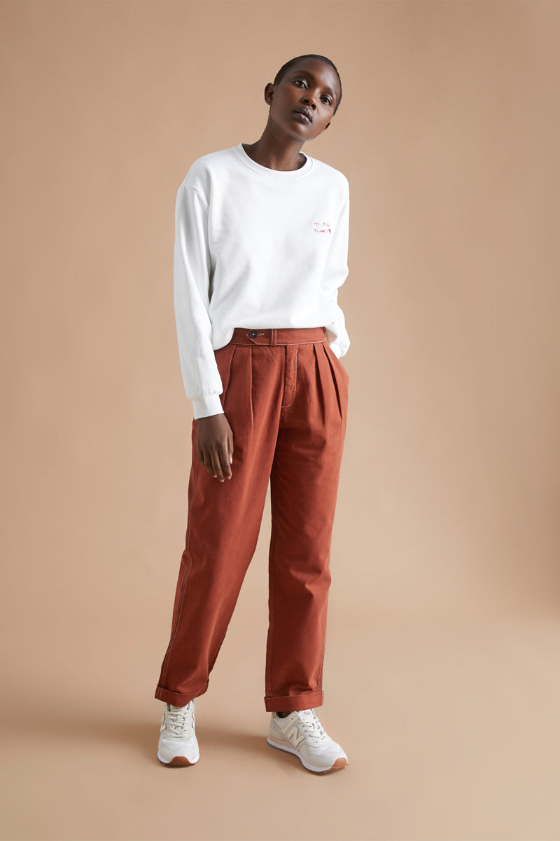 Pantalon droit Rouge brique - Femme