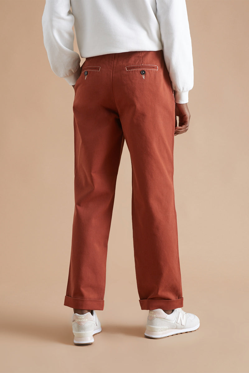 Pantalon droit Rouge brique - Femme