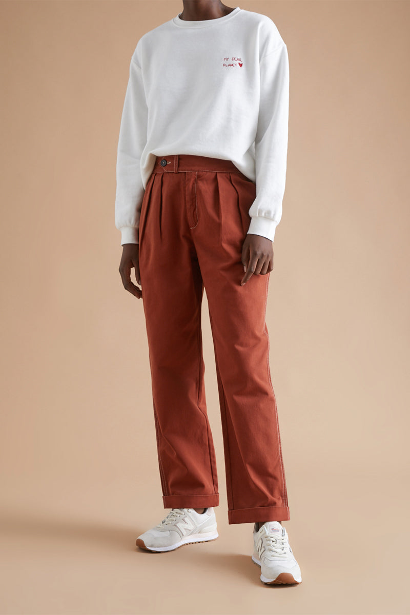 Pantalon droit Rouge brique - Femme
