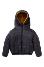 Doudoune réversible Ã  capuche Noir et jaune - Enfant