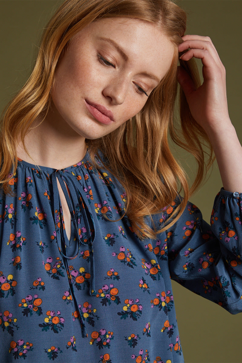 Robe Imprimé Baies - Bleu Imprimé Baies - Femme