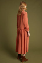 Vestido camisero largo - Ladrillo - Mujer