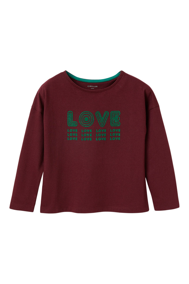 Camiseta algodón orgánico burdeos - Niño