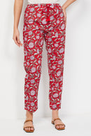 Pantalon Droit Taille Haute Rouge