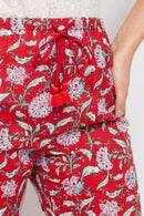 Pantalon Droit Taille Haute Rouge