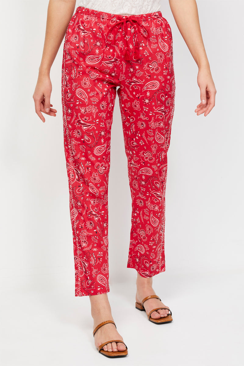 Berenice - Pantalon Droit Rouge