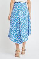 Berenice - Turquoise And Blue High Waisted Midi Skirt Blanc