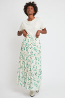 Long High Waist Skirt Blanc And Water Green