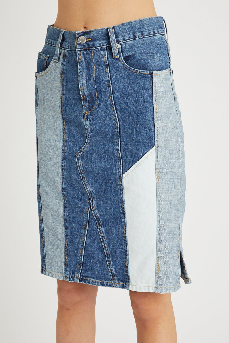 Berenice - Falda Recta de Denim Azul