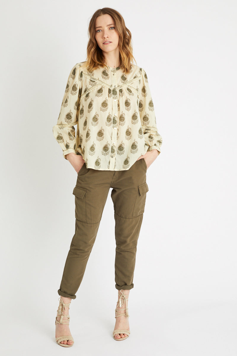 Berenice - Pantalon Cargo Vert Olive