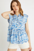 Top tie-and-dye azul cobalto y azul claro