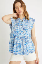Berenice - Top Tie And Dye Bleu Cobalt Et Bleu Clair