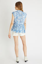 Top tie-and-dye azul cobalto y azul claro