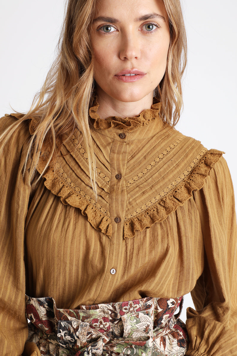 Berenice - Blusa caqui y beige