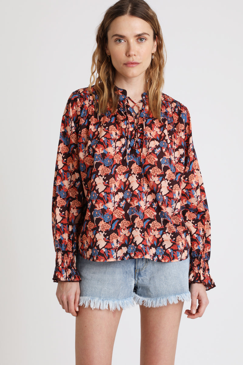 Berenice - Blusa Coral y Negro