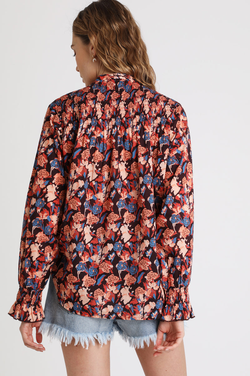 Berenice - Blusa Coral y Negro