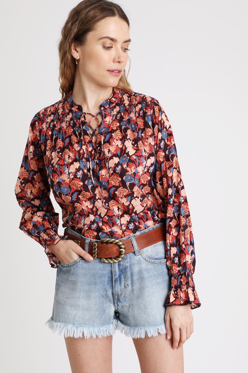 Berenice - Blusa Coral y Negro
