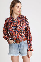 Berenice - Blusa Coral y Negro