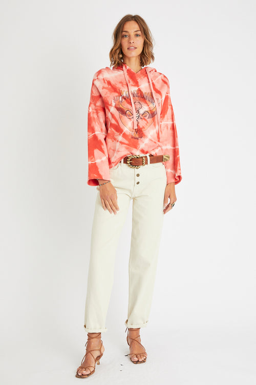 T-Shirt Tie And Dye Coral And Ecru