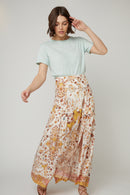 Ecru And Mustard High Waisted Maxi Skirt